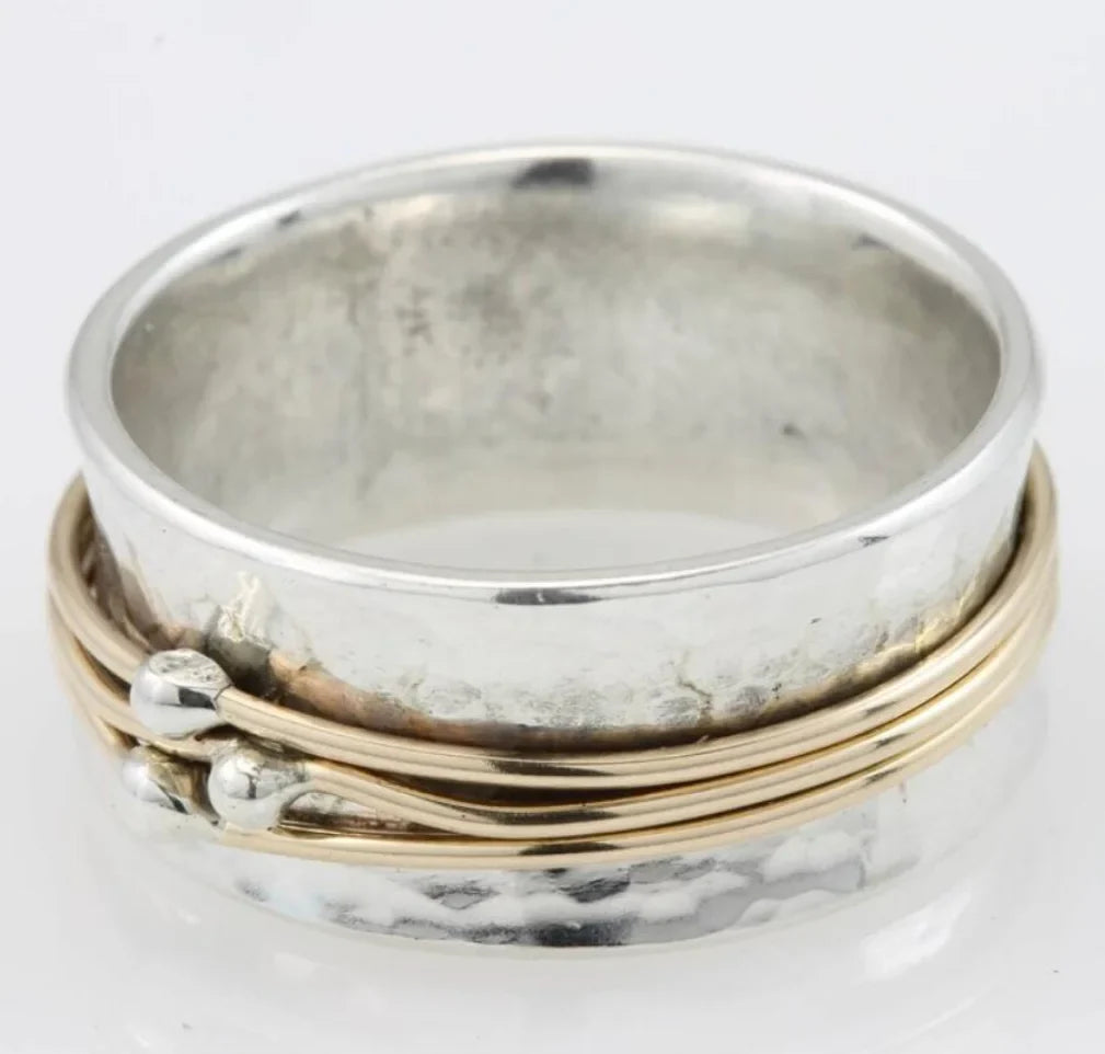 Anillo vintage de oro con baño de plata