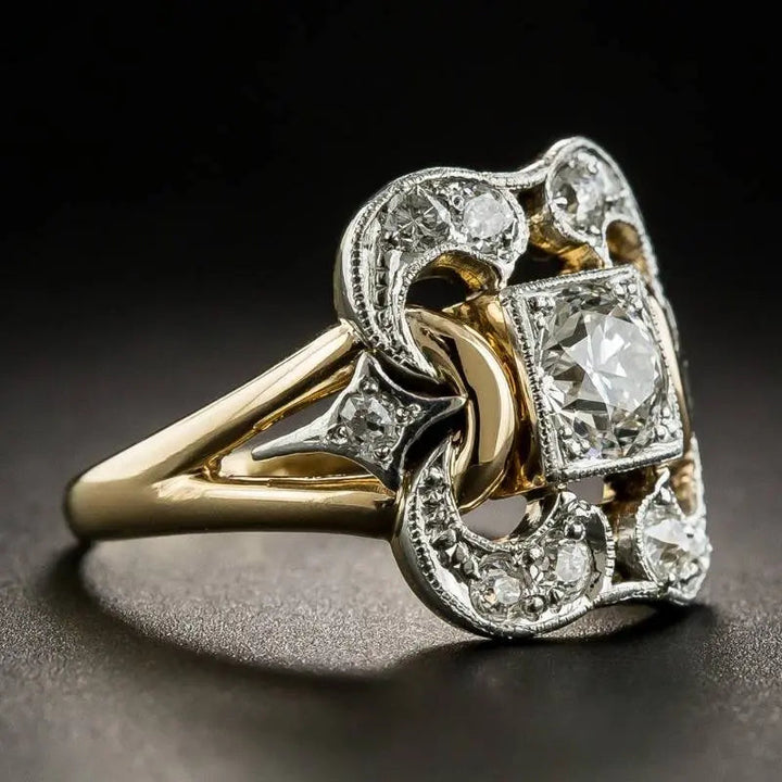 Anillo vintage de oro con circón
