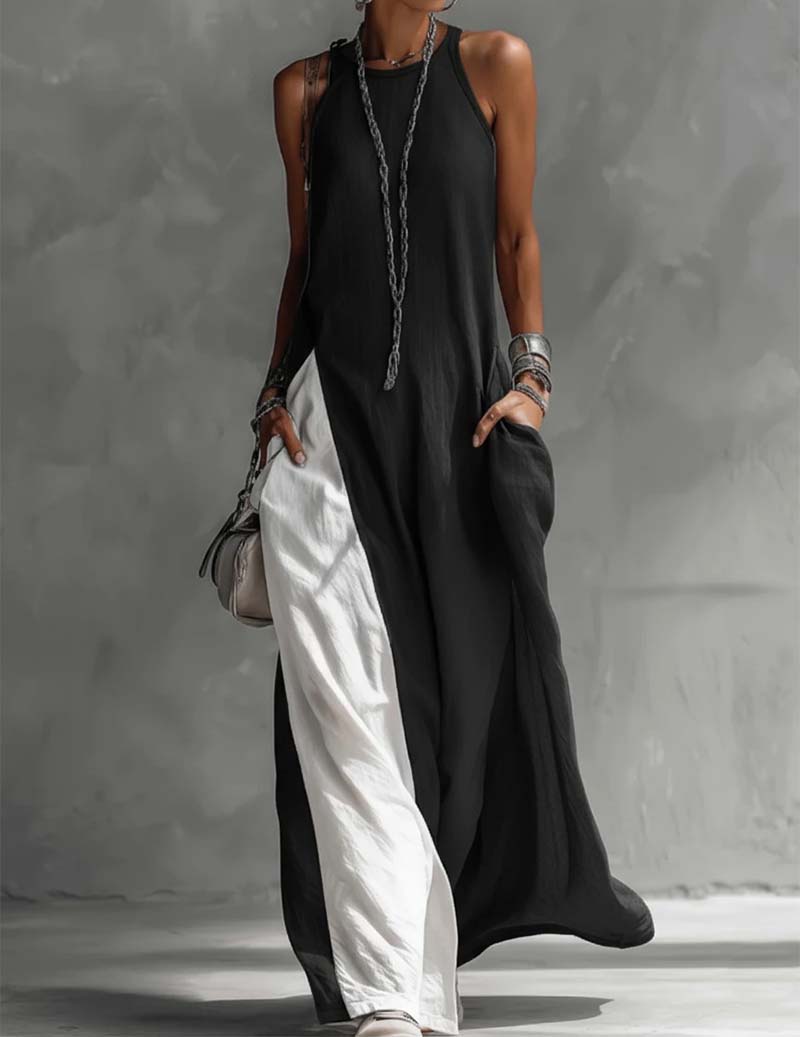 "Hanna | Vestido Maxi Asimétrico Sin Mangas" can be rewritten as "Hanna | Vestido Maxi Asimétrico Sin Mangas Elegante".