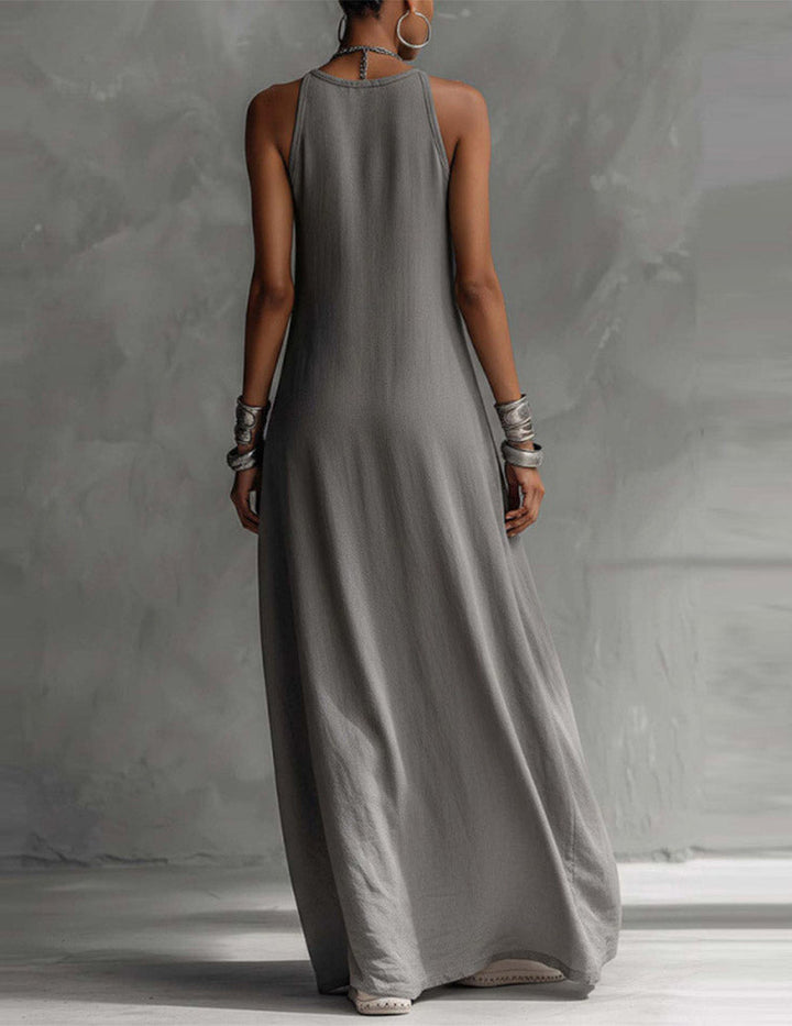 "Hanna | Vestido Maxi Asimétrico Sin Mangas" can be rewritten as "Hanna | Vestido Maxi Asimétrico Sin Mangas Elegante".