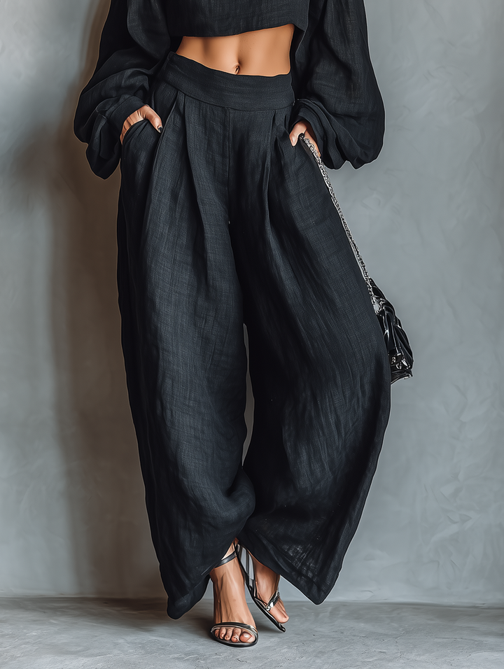 Tess™ | Conjunto de hombros al descubierto con pantalón ancho