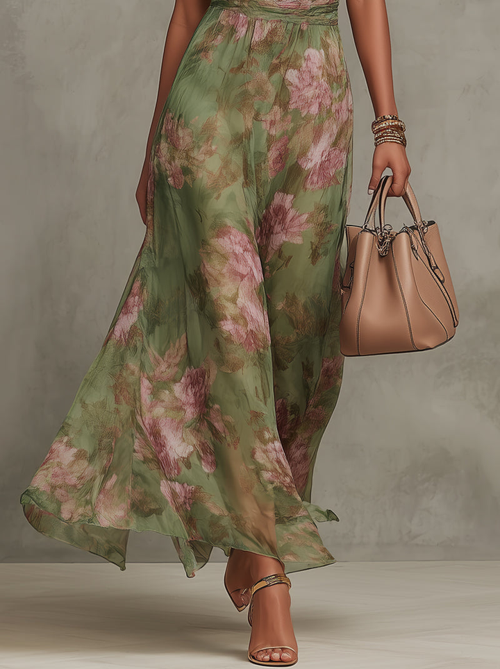 Serena | Vestido largo floral con cuello halter