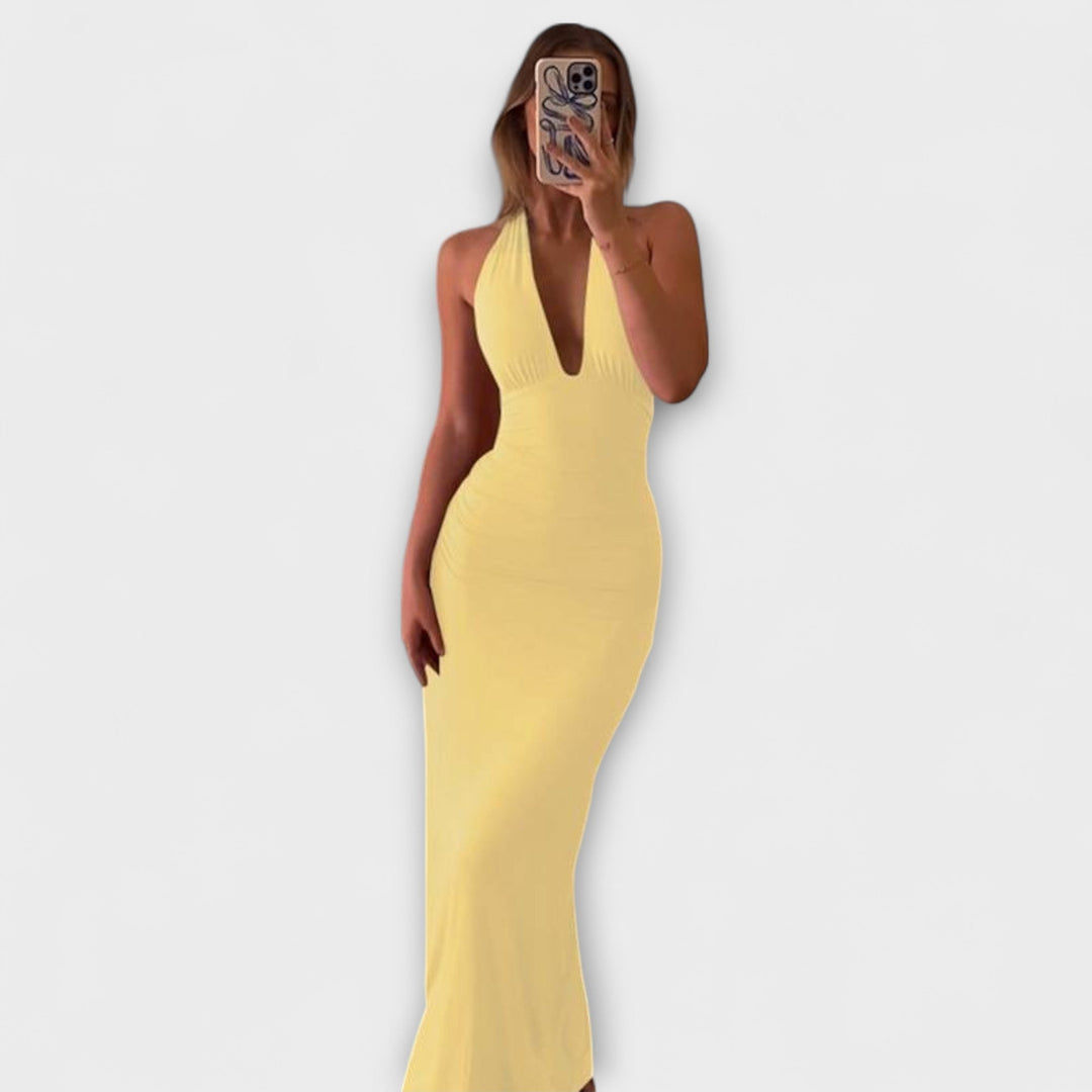 Vestido de gala suave sin espalda