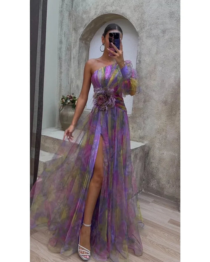 Cecelia - Vestido maxi asimétrico de una manga