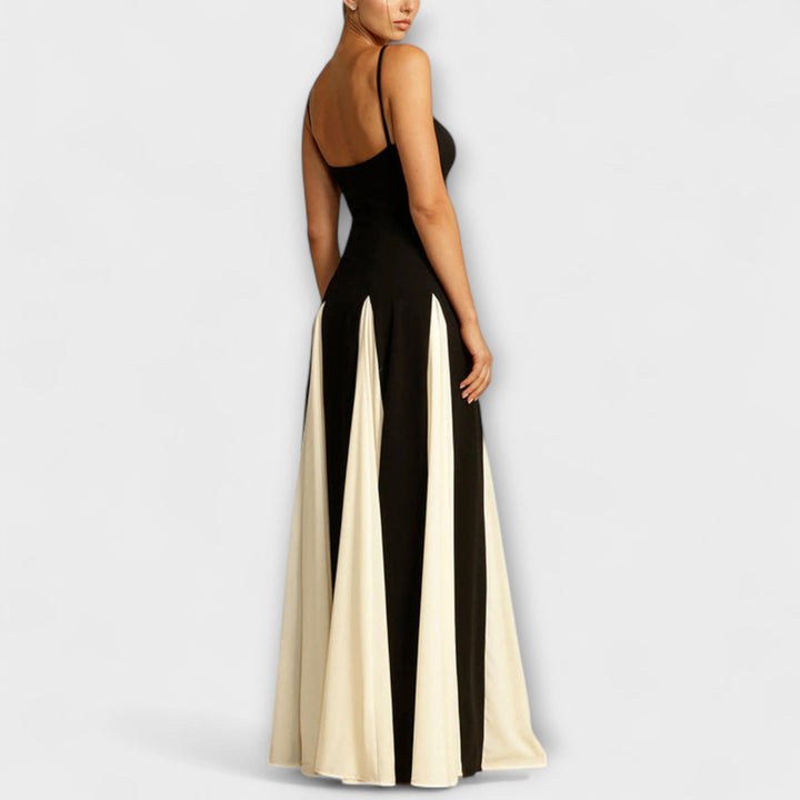 Ember - Vestido maxi de silueta en A con paneles de tul, elegancia clásica