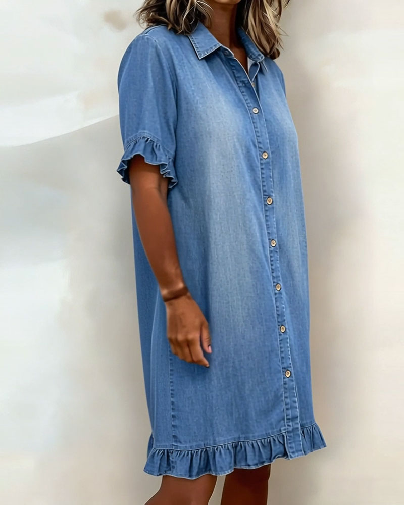 Clarissa® | Vestido de denim cómodo con pliegues favorecedores