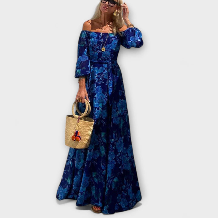 Juniper - Vestido maxi floral con hombros descubiertos para vacaciones