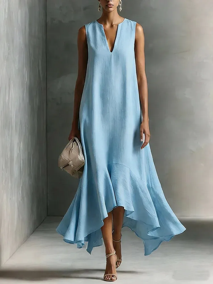 Astra - Vestido largo sin mangas con escote en pico