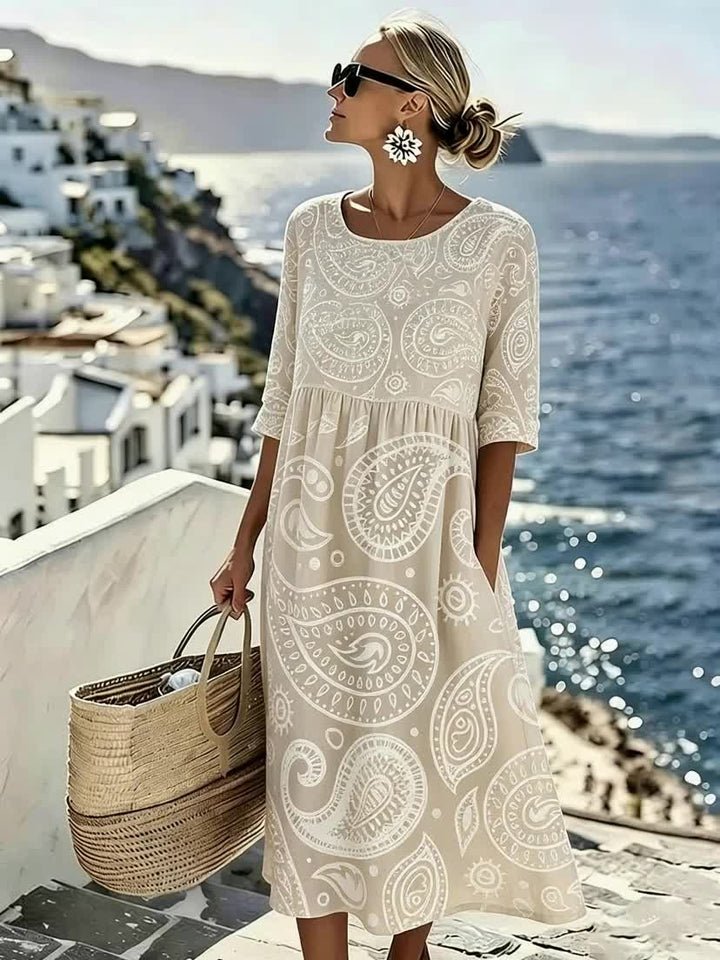 Amelie™ | Vestido Midi con Estampado Paisley Breeze