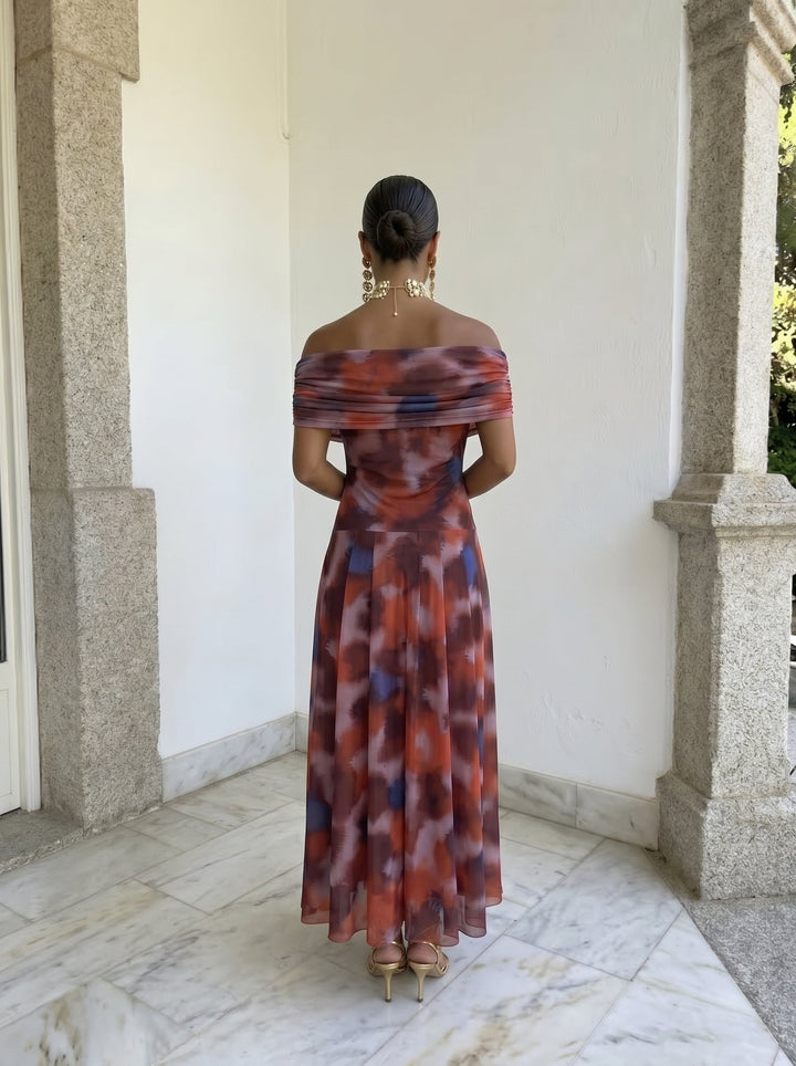 Vestido Rojo Toledo con Estampado