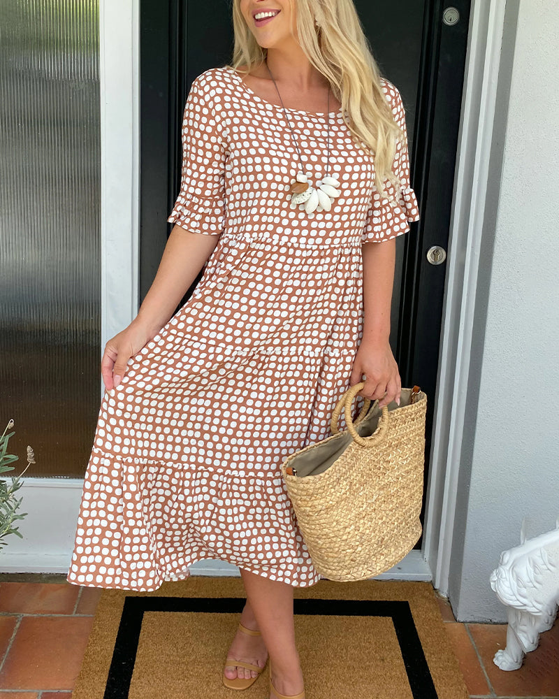 Vestido Midi de Lunares con Volantes