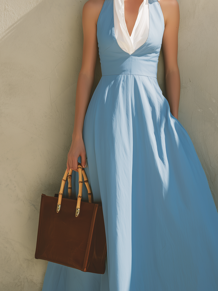 Charlotte - Vestido largo sin mangas en tono azul claro