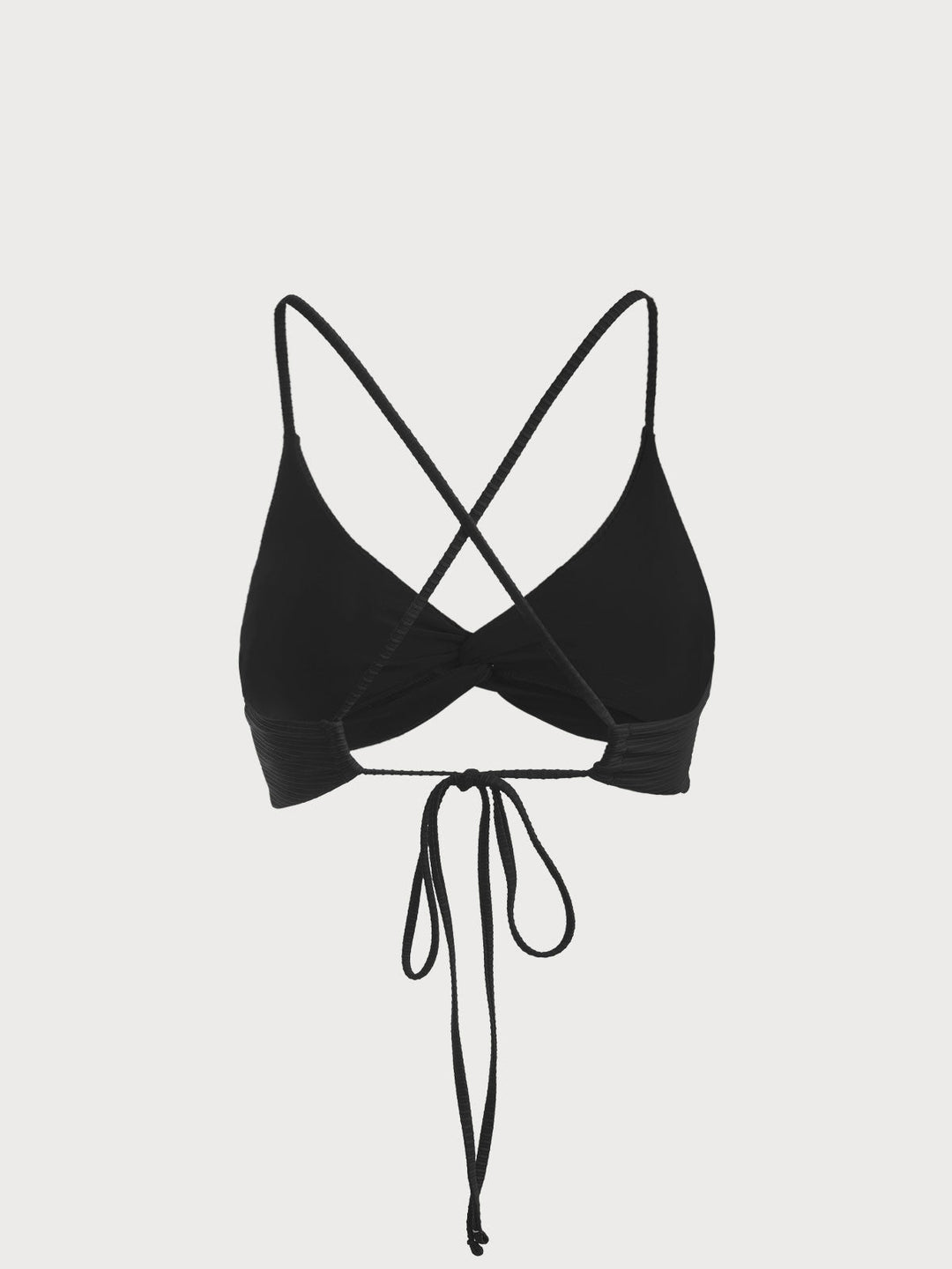 Top de Bikini Negro con Espalda Descubierta y Detalle Retorcido