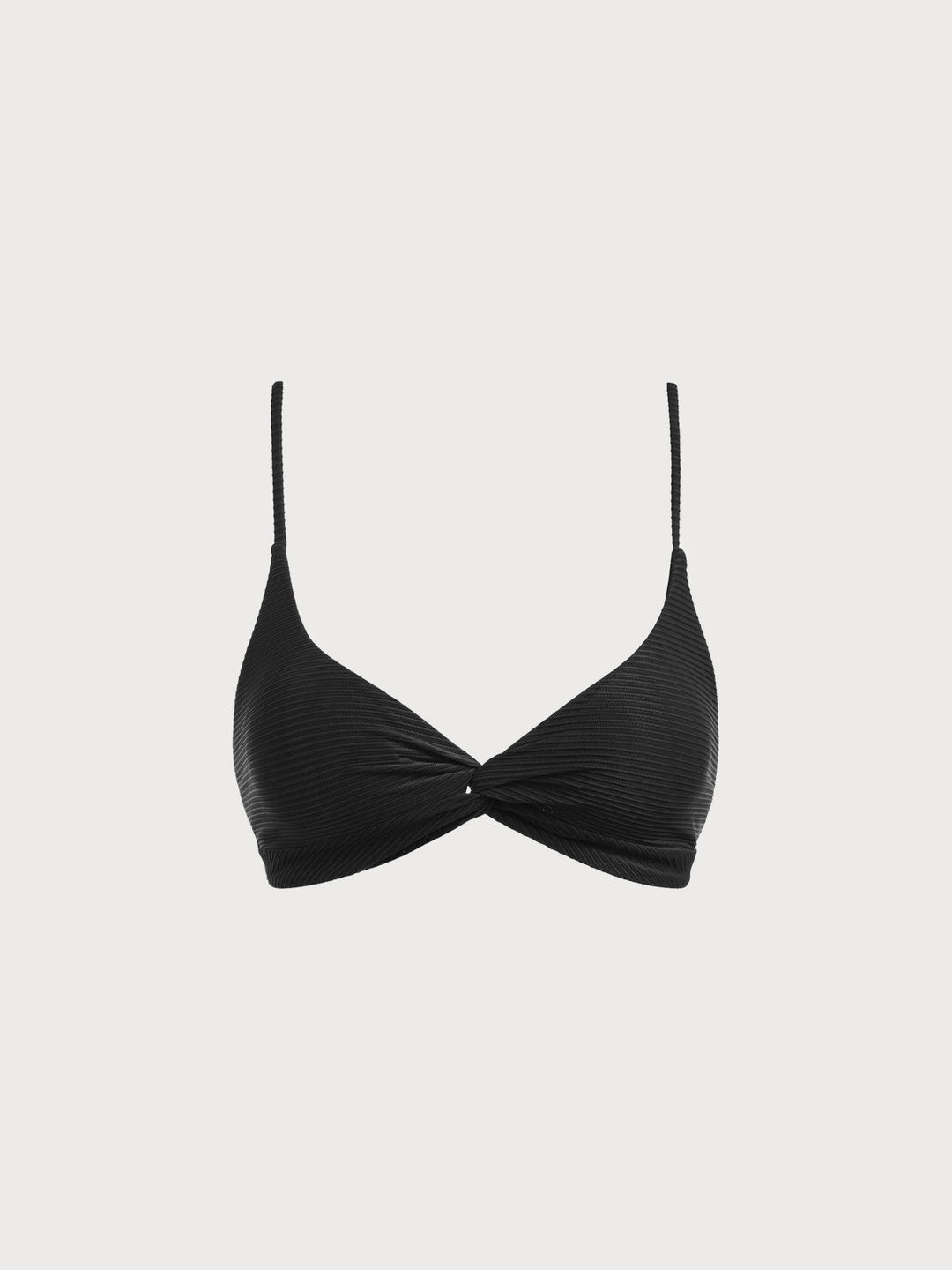 Top de Bikini Negro con Espalda Descubierta y Detalle Retorcido