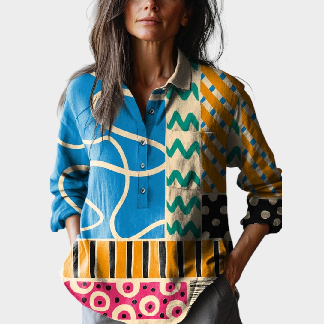 Viviana™ | Blusa de lino exclusiva con patrón