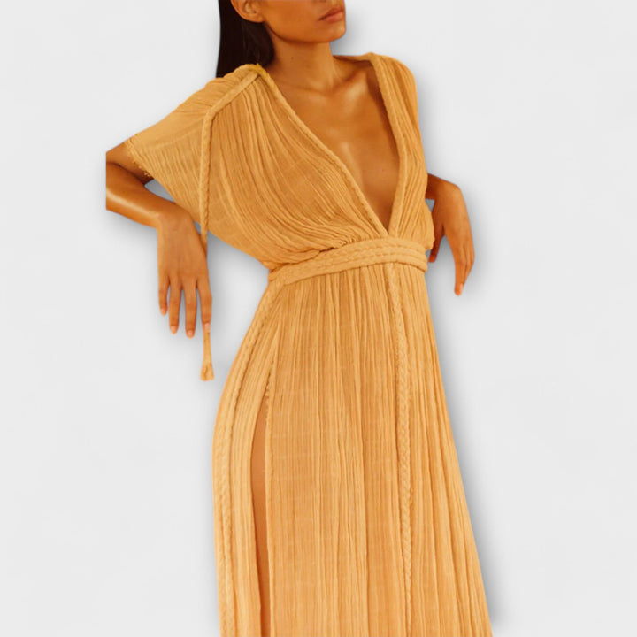 Vestido kimono maxi de estilo griego