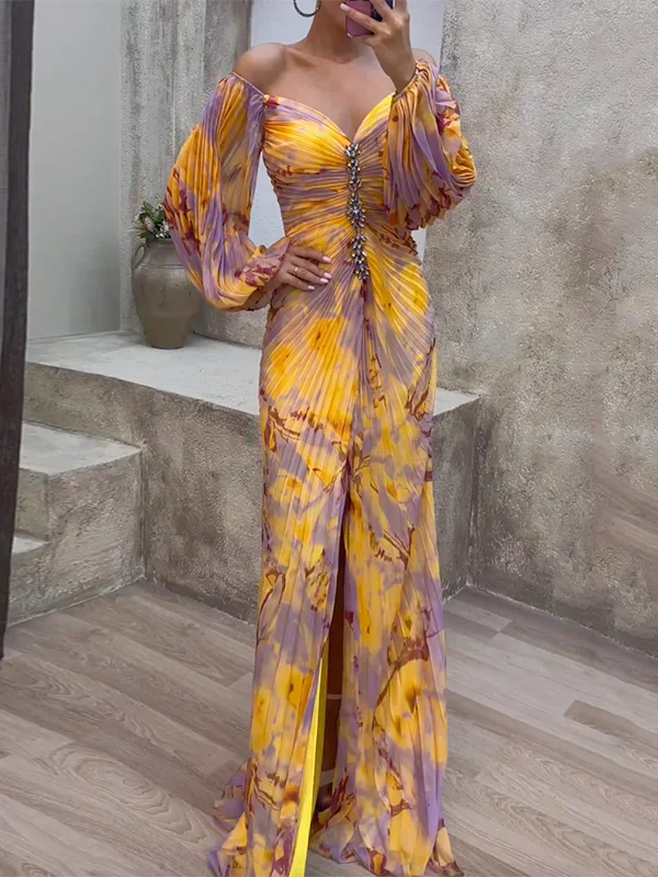 Gisselle - Vestido maxi con escote en forma de V