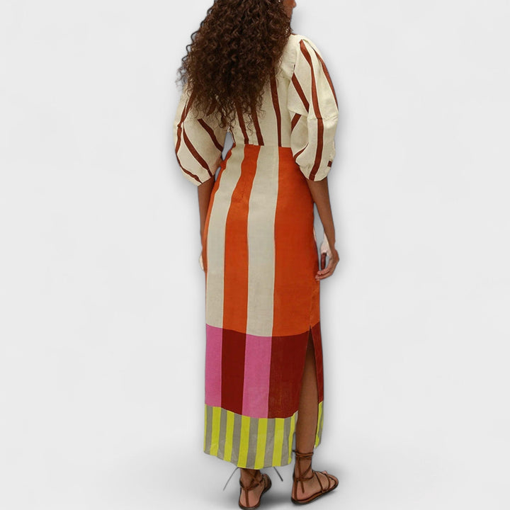 Kaya - Vestido maxi con recorte y mangas globo