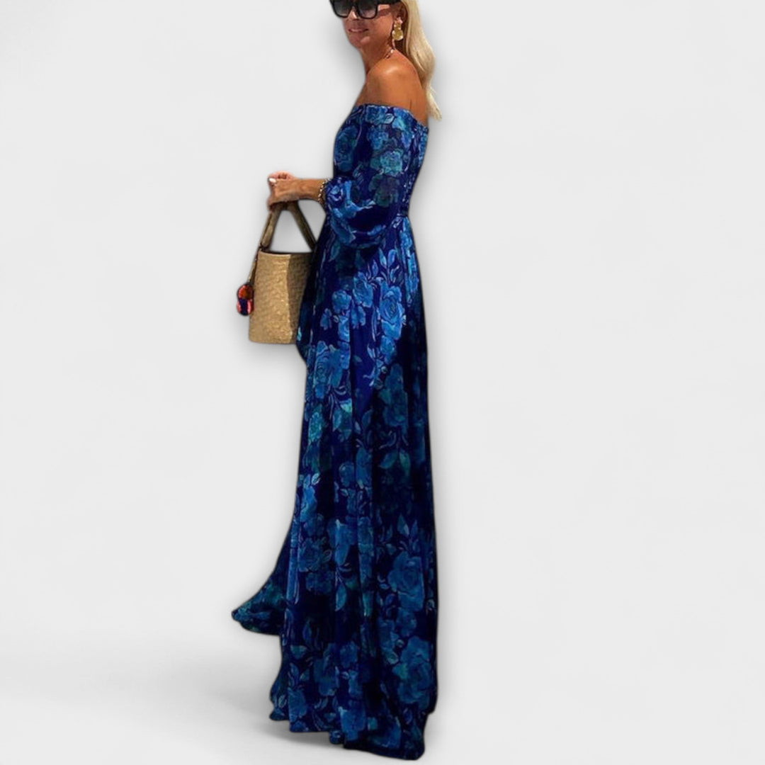 Juniper - Vestido maxi floral con hombros descubiertos para vacaciones