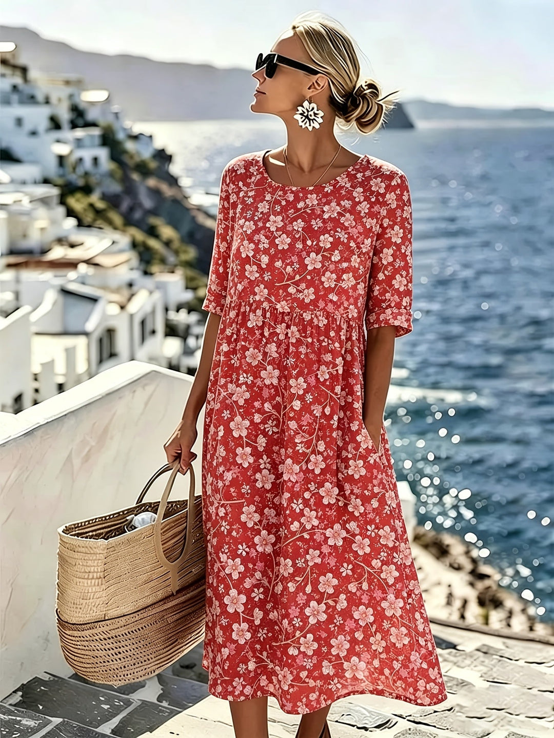 Scarlett™ | Vestido Midi Floral Brisa
