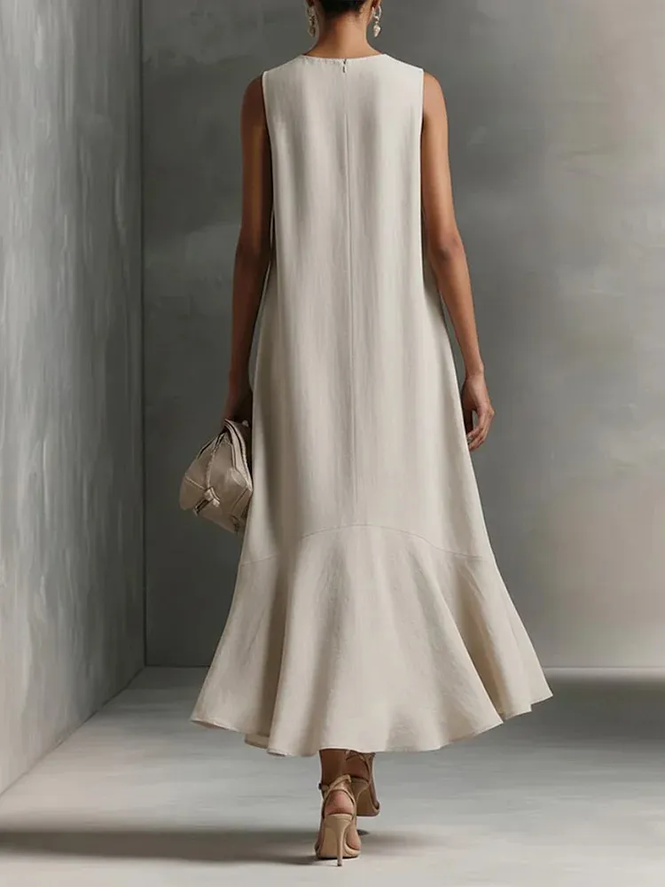 Astra - Vestido largo sin mangas con escote en pico