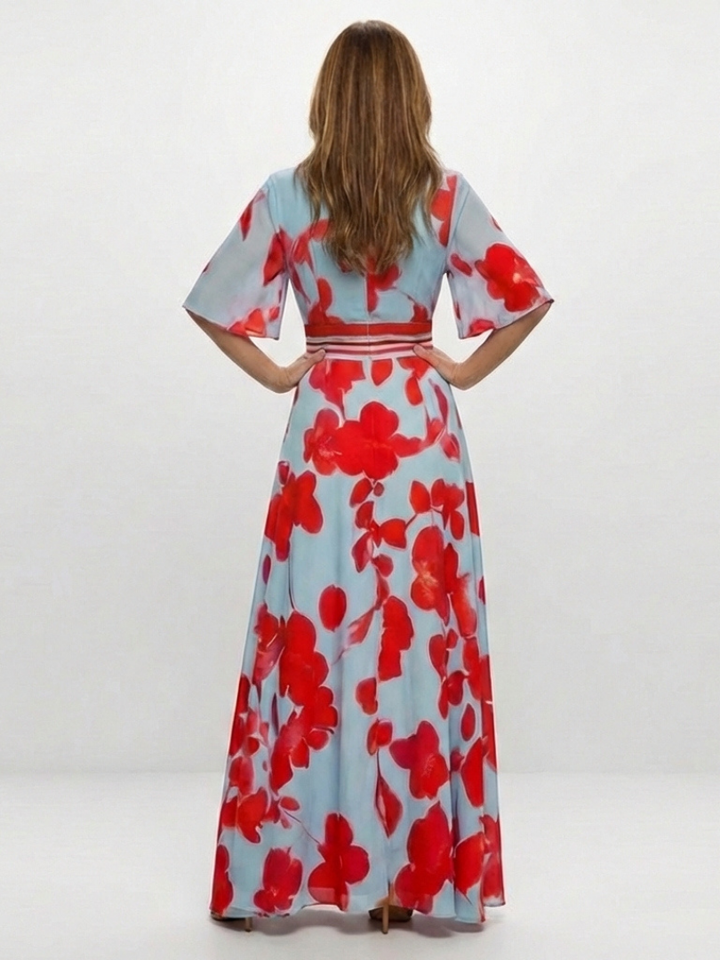 Corinne | Vestido Floral de Manga Corta con Escote en V" 

Rewritten: "Corinne | Vestido de Flores de Manga Corta con Escote en V
