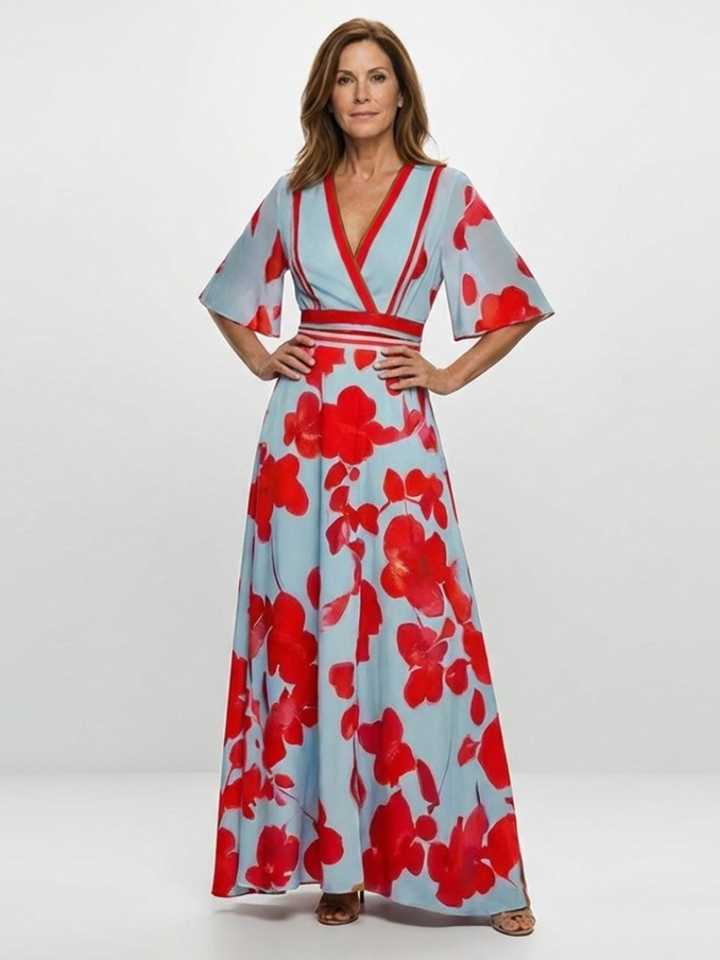 Corinne | Vestido Floral de Manga Corta con Escote en V" 

Rewritten: "Corinne | Vestido de Flores de Manga Corta con Escote en V