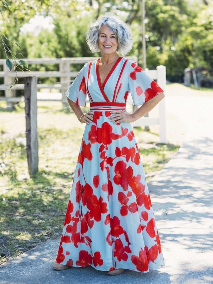 Corinne | Vestido Floral de Manga Corta con Escote en V" 

Rewritten: "Corinne | Vestido de Flores de Manga Corta con Escote en V