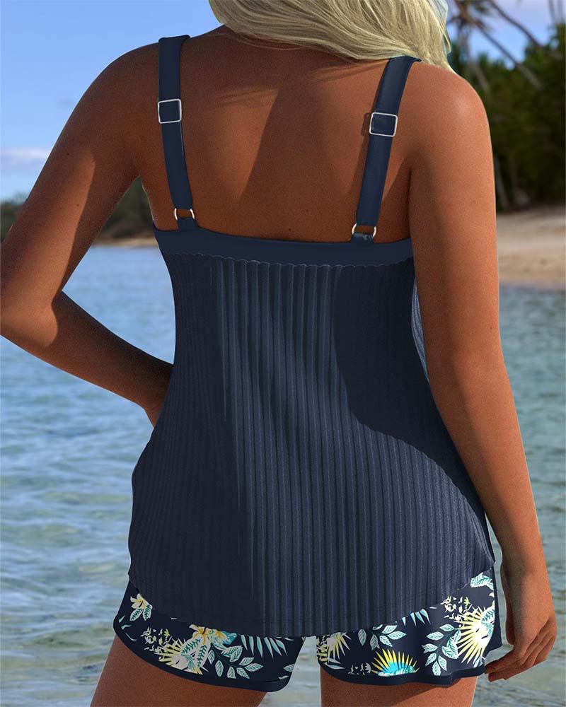 Laluna® | Conjunto de Tankini a Rayas con Pantalones Cortos de Playa de Dos Piezas