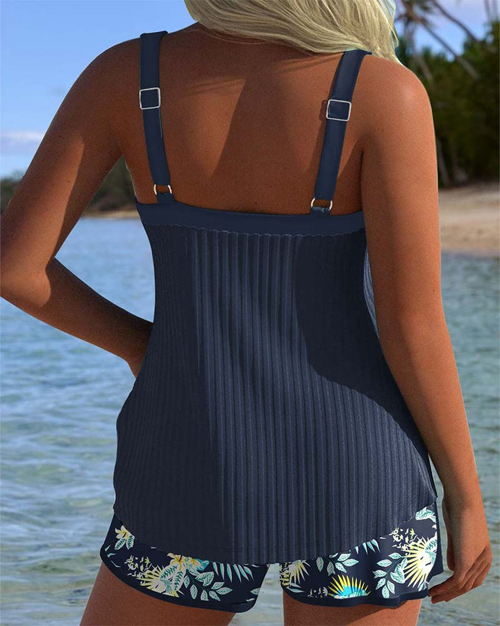 Laluna® | Conjunto de Tankini a Rayas con Pantalones Cortos de Playa de Dos Piezas