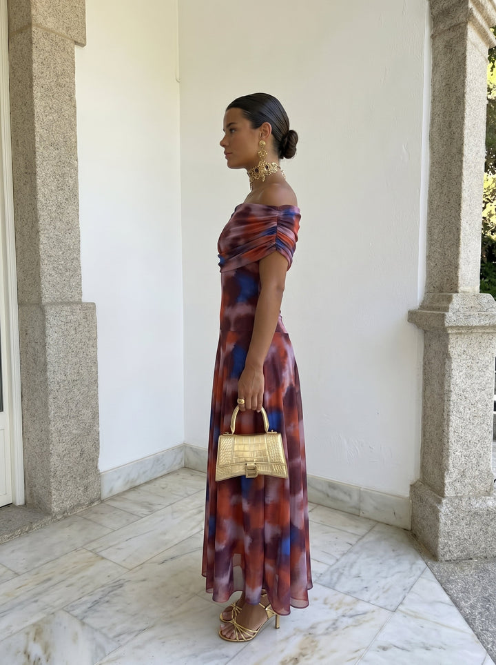 Vestido Rojo Toledo con Estampado