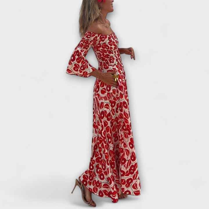 Sienna - vestido maxi con hombros descubiertos, ideal para las vacaciones