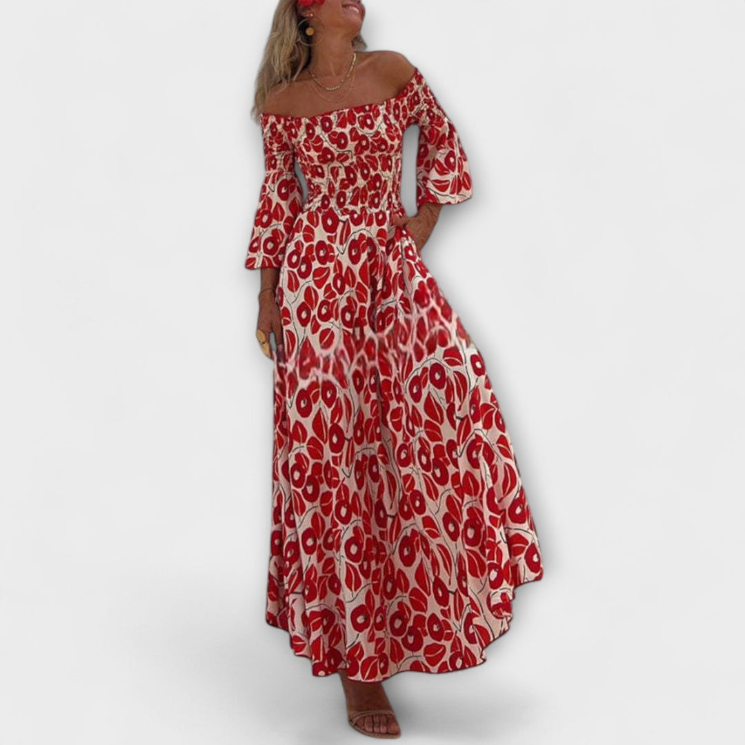 Sienna - vestido maxi con hombros descubiertos, ideal para las vacaciones