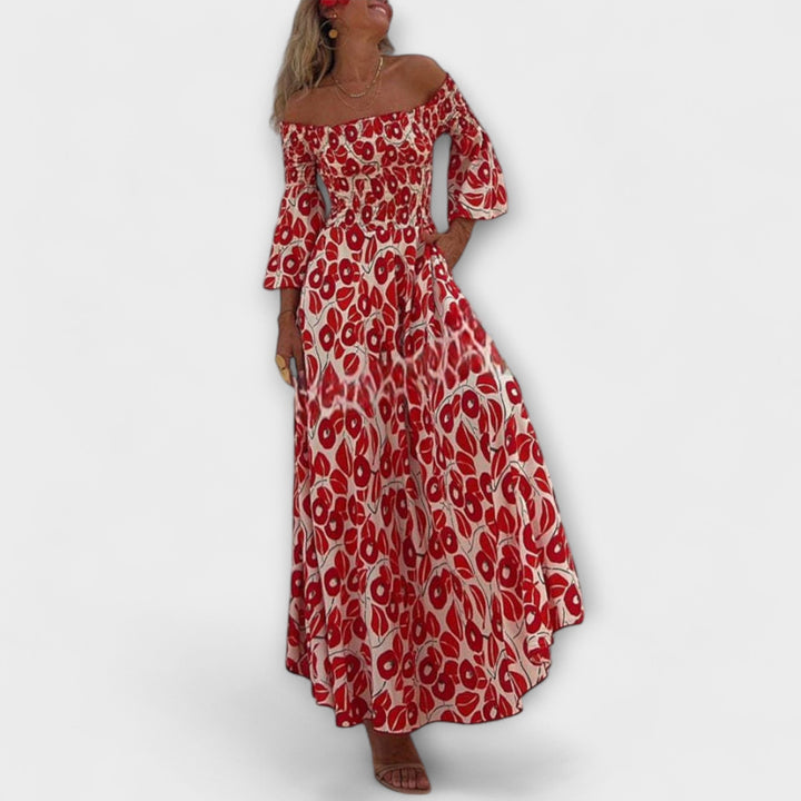 Sienna - vestido maxi con hombros descubiertos, ideal para las vacaciones