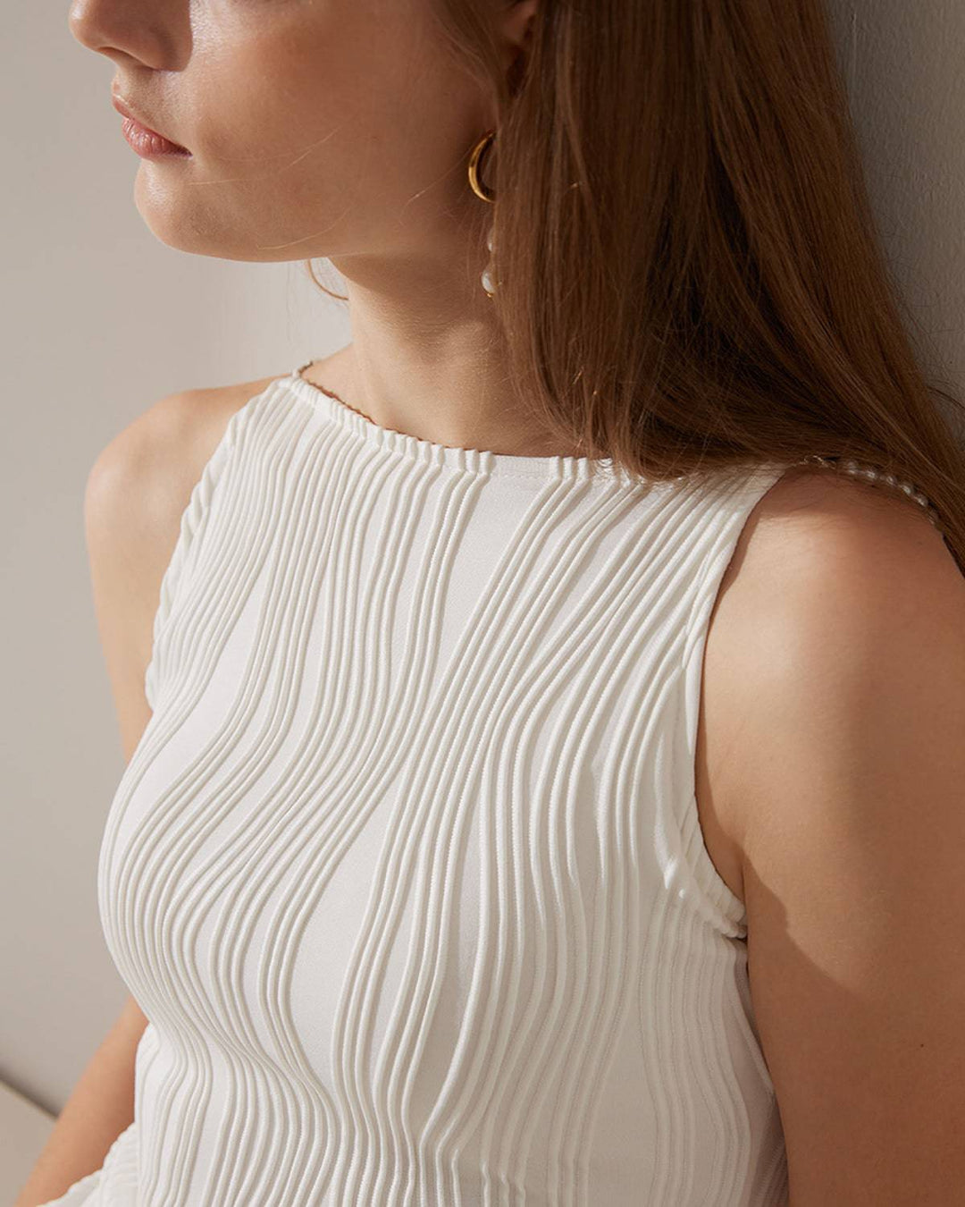 Vestido Camisero con Textura de Ondas de Agua