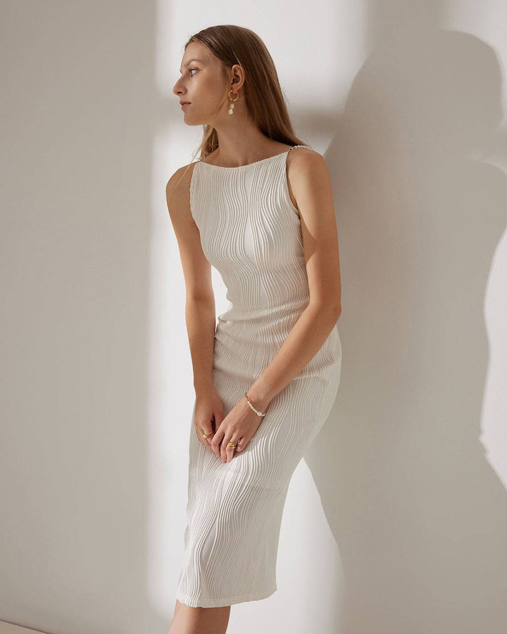 Vestido Camisero con Textura de Ondas de Agua