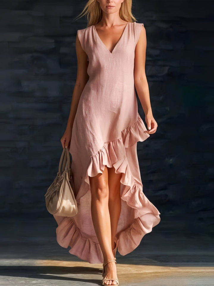 Sienna | Vestido Boho Asimétrico con Detalles de Volantes