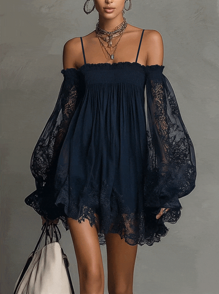 Noemi | Minivestido de gasa en azul marino