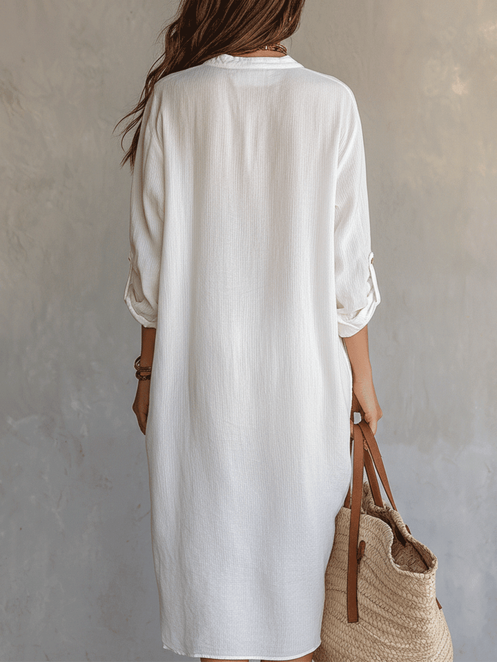 Vestido midi blanco bohemio y relajado