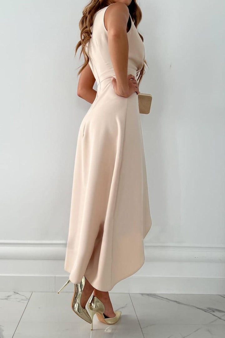 Femke - Vestido midi cruzado con escote en V y abertura lateral