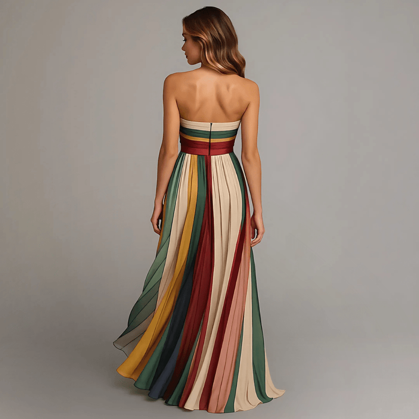 Vestido Largo Sin Mangas en Colores Vibrantes