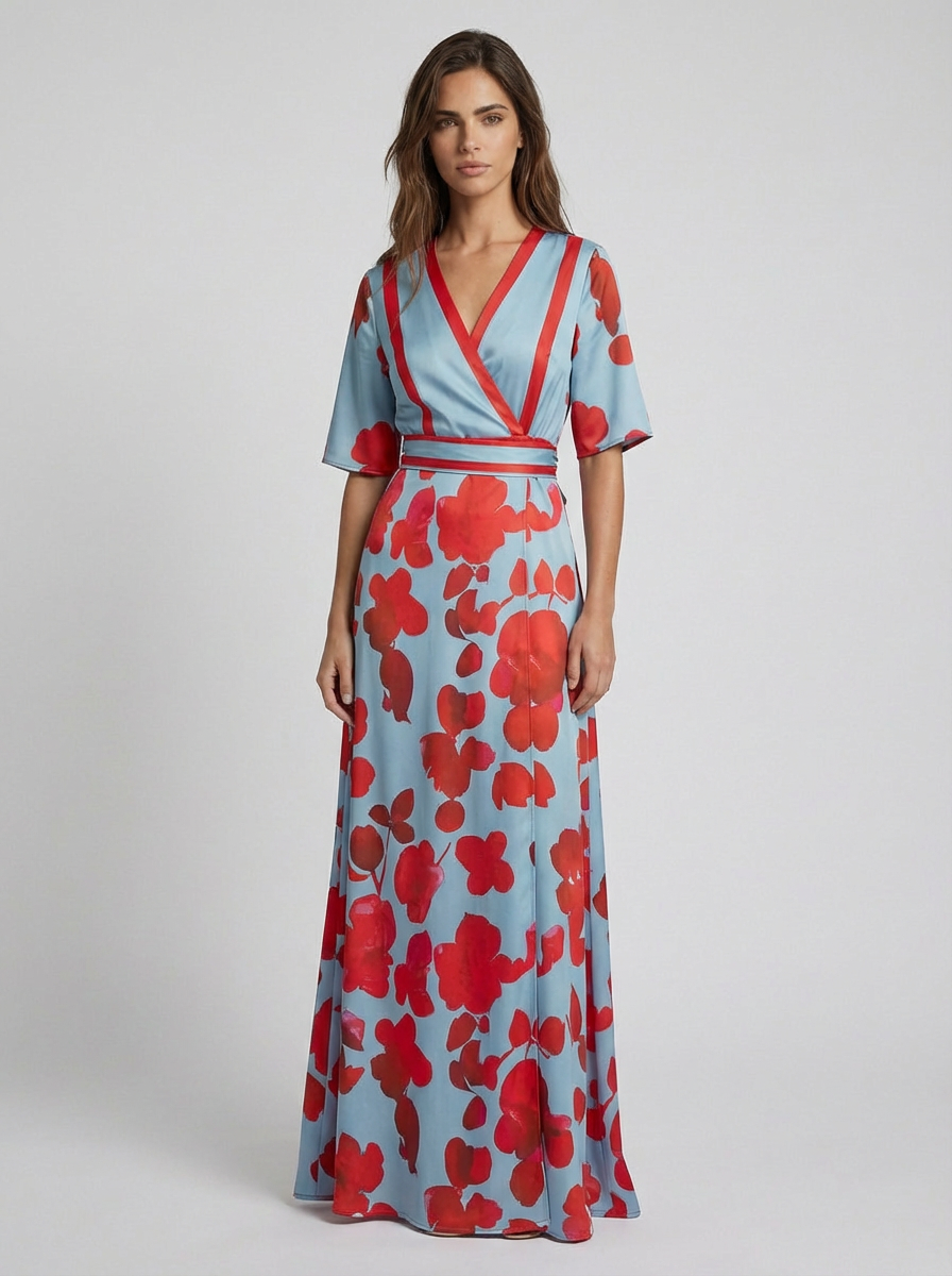 Pilar | Elegante Vestido Maxi con Escote en V Pronunciado