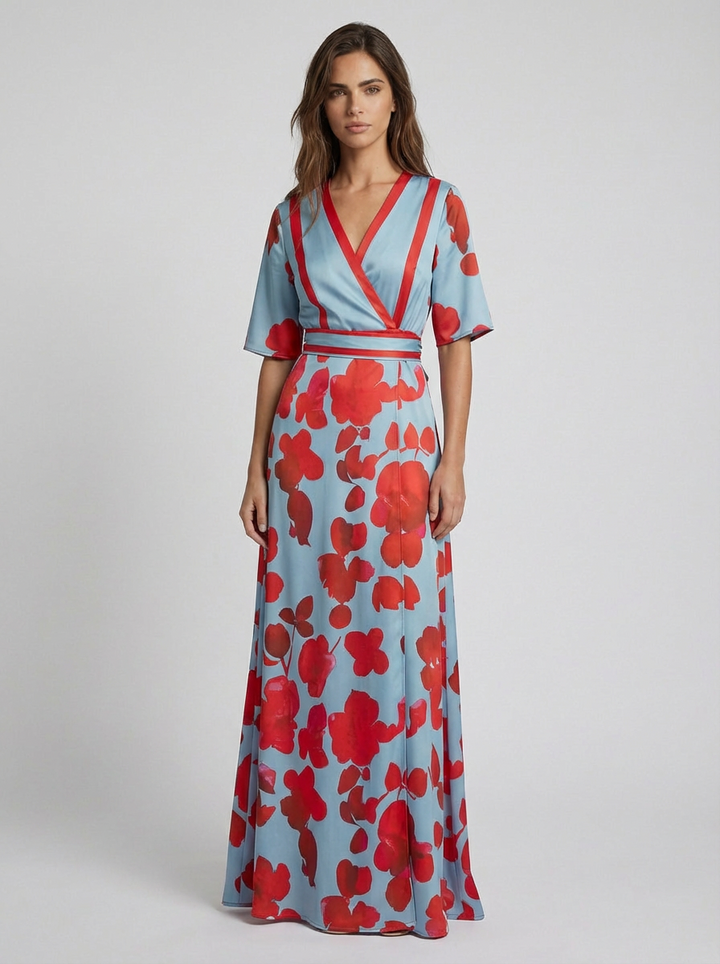 Pilar | Elegante Vestido Maxi con Escote en V Pronunciado