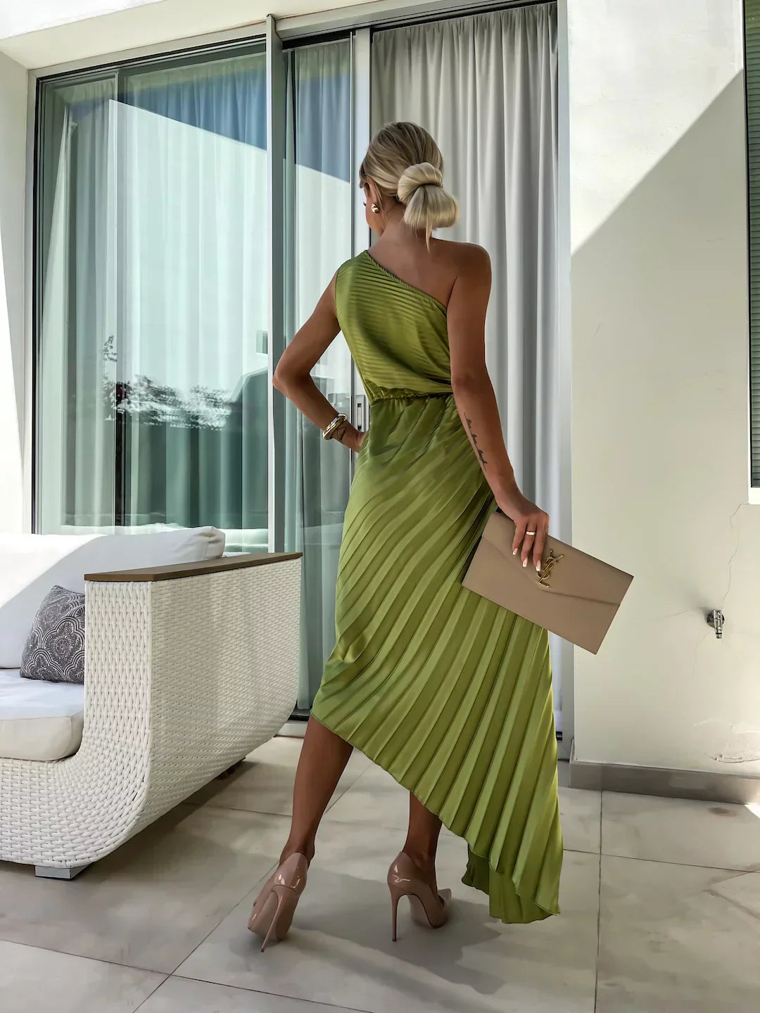 Lizbeth - Vestido largo con hombros descubiertos y estampado floral
