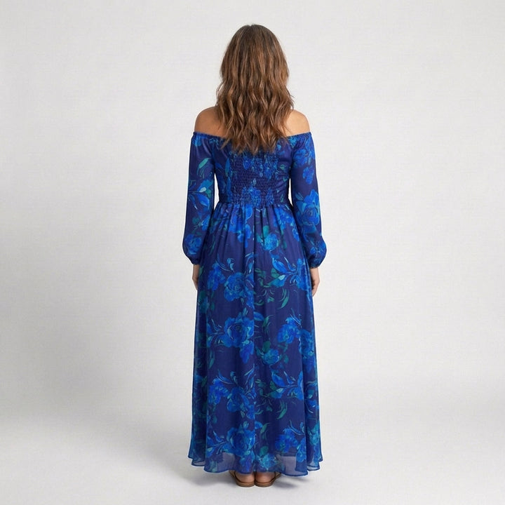 Aspen | Vestido maxi floral de hombros descubiertos