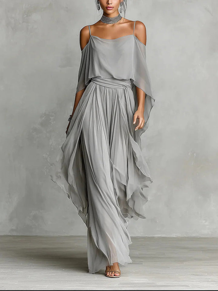 Freya | Conjunto de Dos Piezas de Chiffon Off-Shoulder