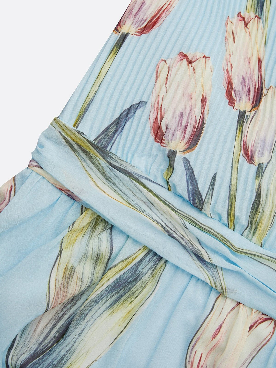 Nerea - Elegante Vestido Maxi con Cuello en V y Estampado de Tulipanes
