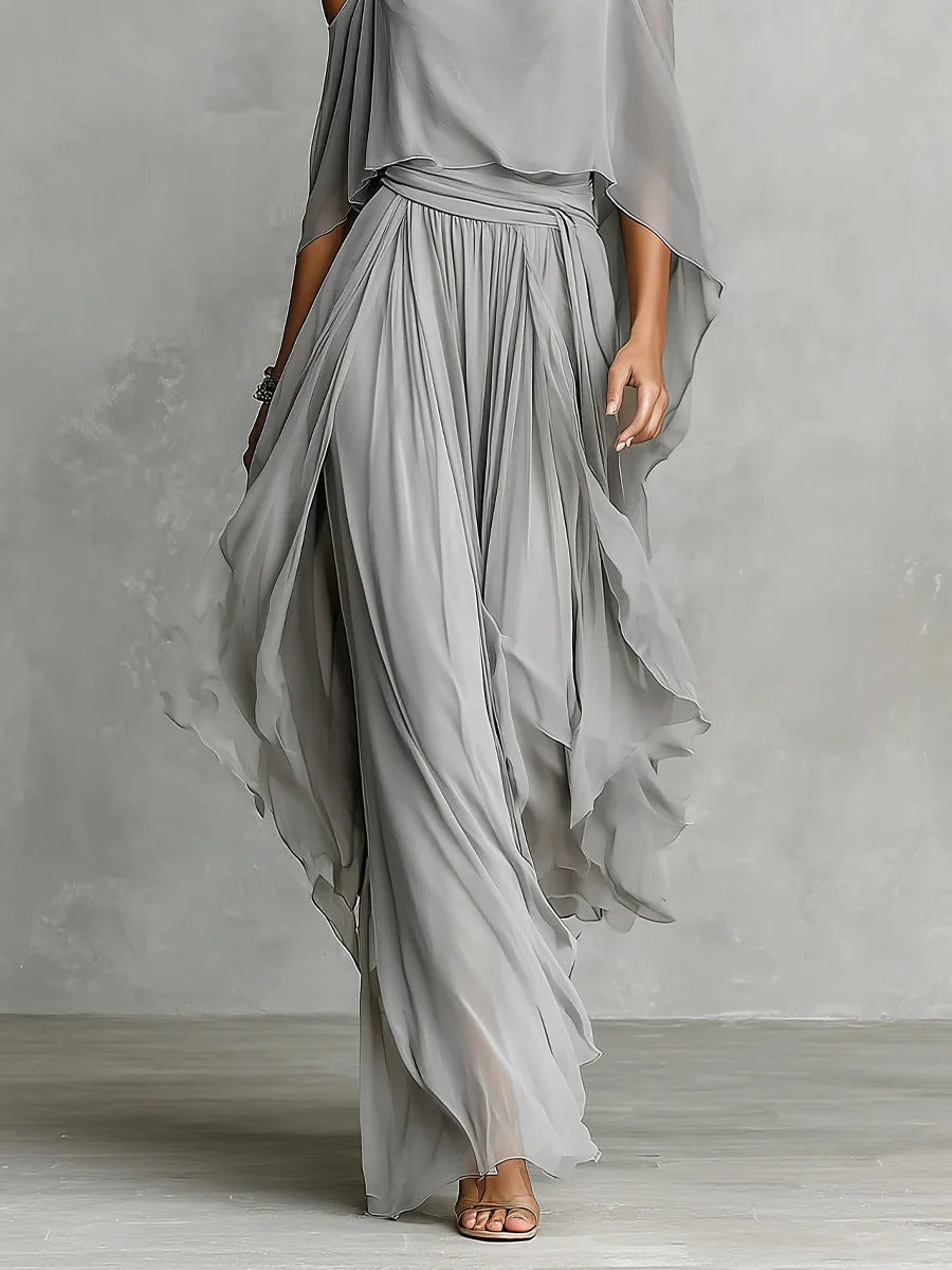 Freya | Conjunto de Dos Piezas de Chiffon Off-Shoulder
