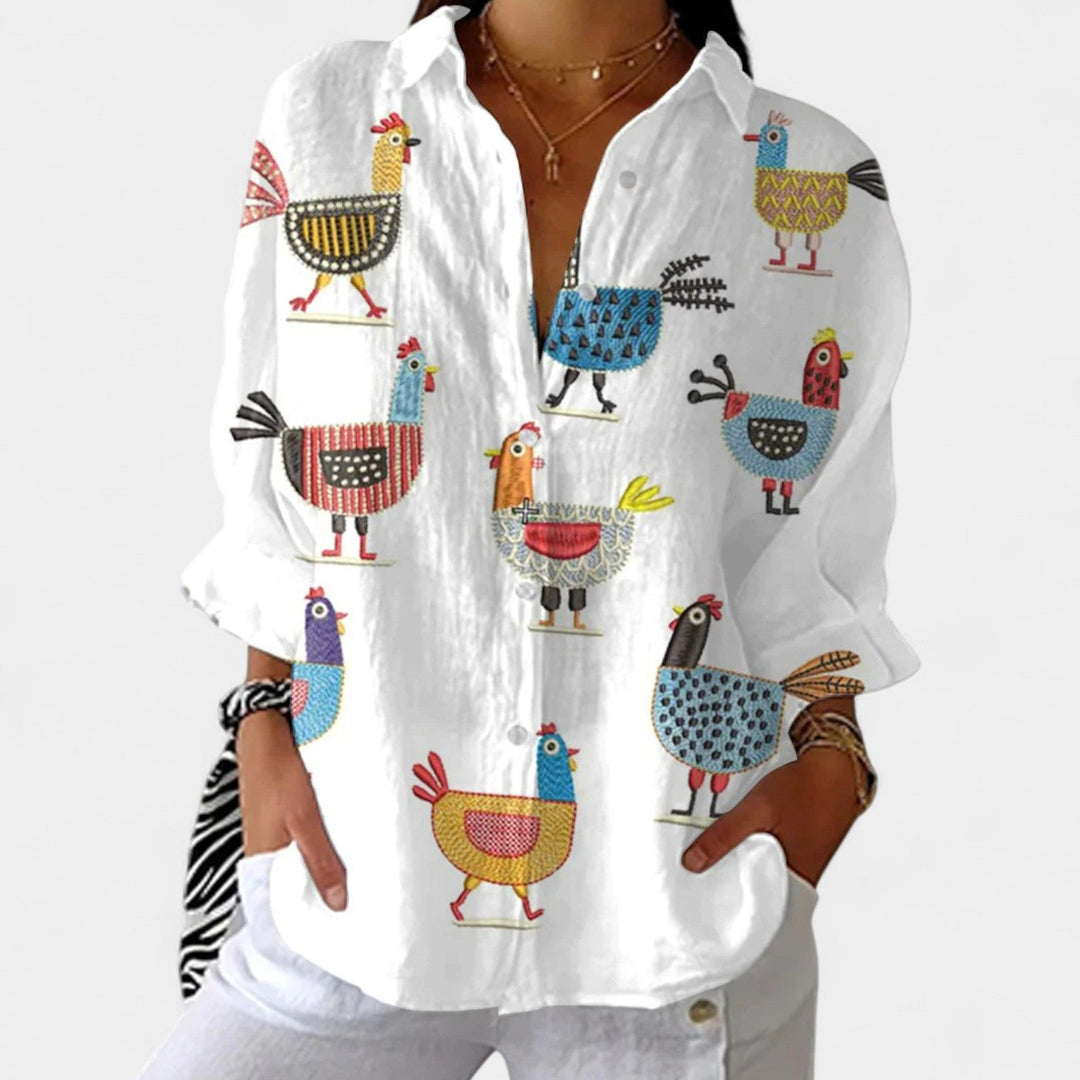 Nika – Blusa de verano con estampado vibrante