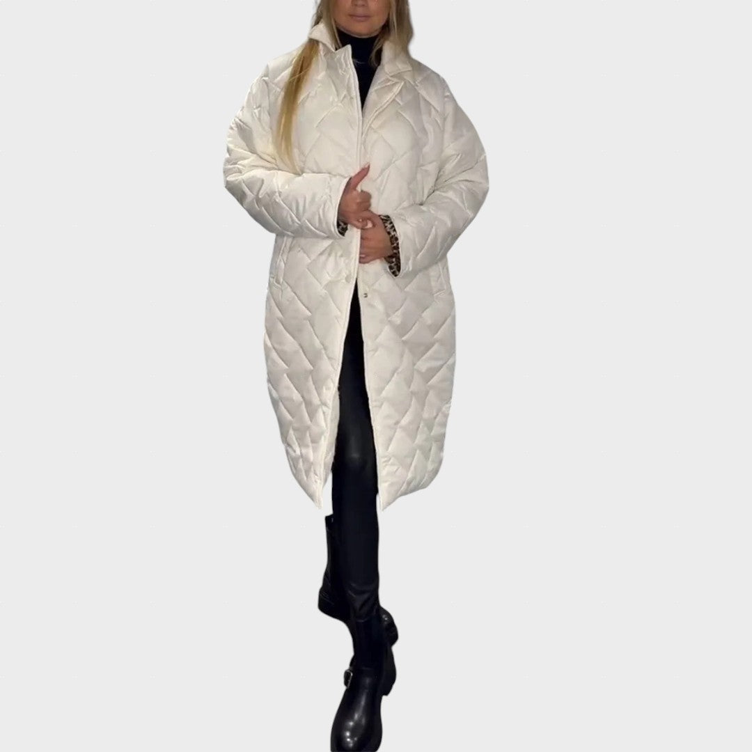 Ofira – Abrigo reversible con forro de estampado de leopardo